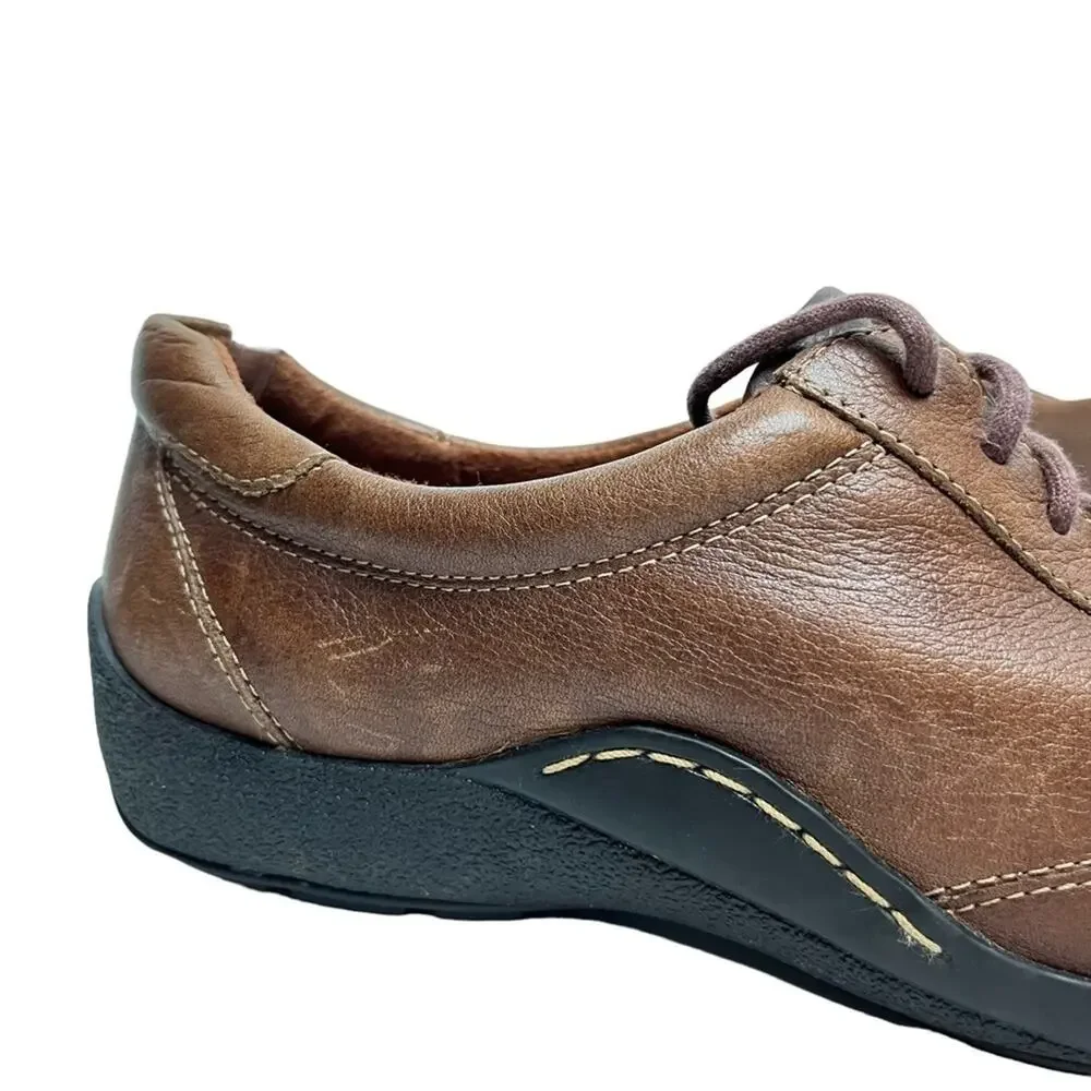 NATURALIZER FEDDRA Brown Tan Genuine Leather Lace Up Casual Shoes Comfort sz 9 N